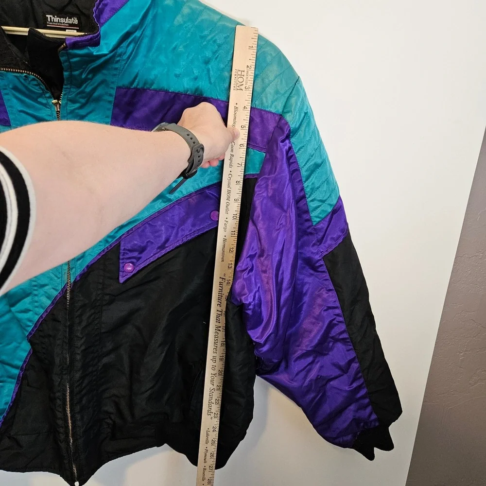 Vintage Arctic Cat Snowmobile Jacket XXXL Thinsulate Colorblock Teal Purple 90s